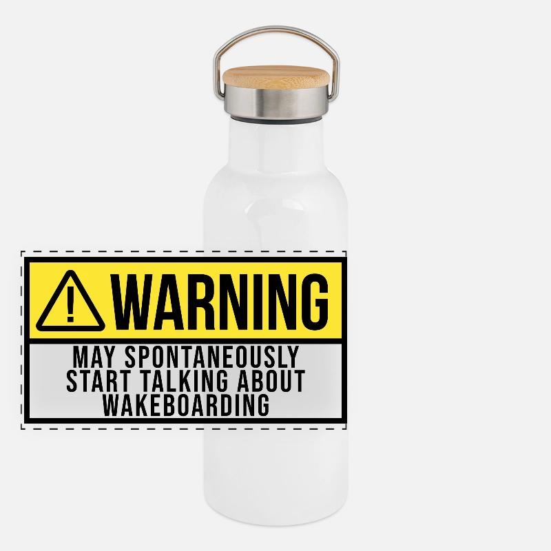 Wakeboarding Panorama Thermosflasche mit Bambusdeckel