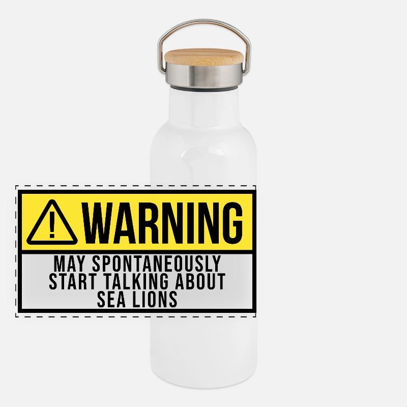 Seelöwe Panorama Thermosflasche mit Bambusdeckel