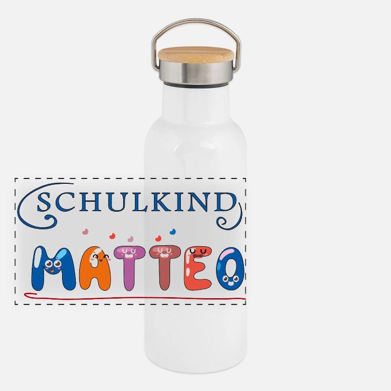 Schoolchild Matteo Panoramic Thermal Bottle with Bamboo Lid