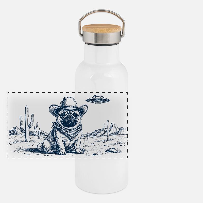 Carlin cow-boy Gourde isotherme avec bouchon en bambou