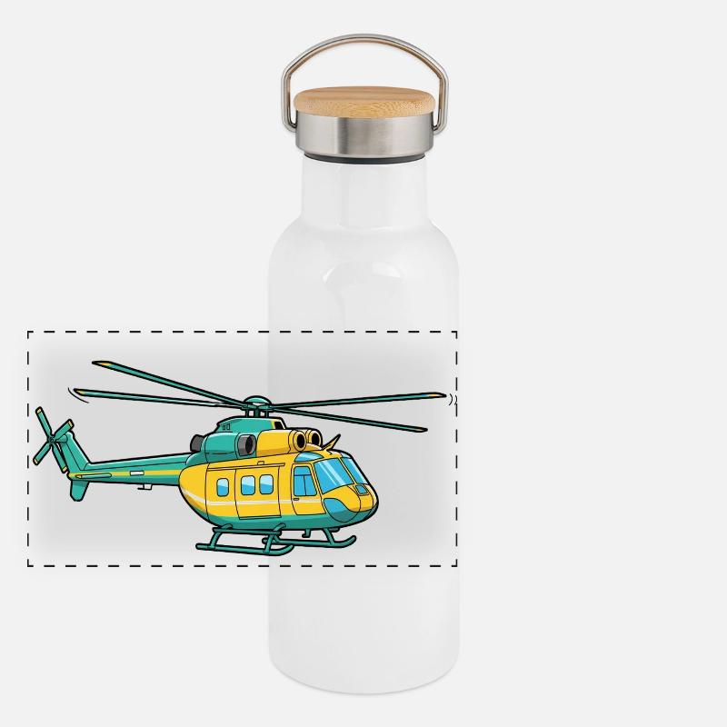 Hélicoptère Gourde isotherme avec bouchon en bambou