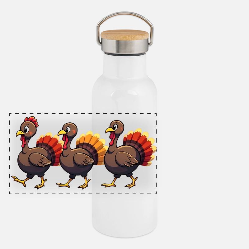 Thanksgiving Truthahn Baby Panorama Thermosflasche mit Bambusdeckel