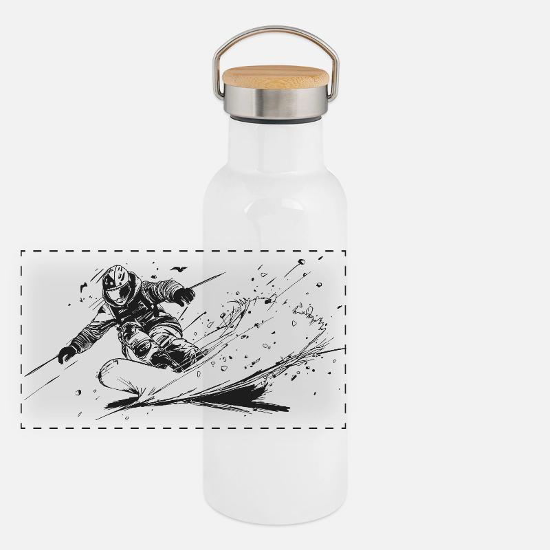 Snowboard Panorama Thermosflasche mit Bambusdeckel