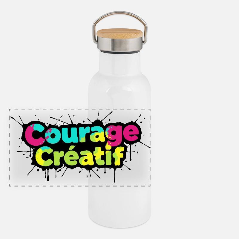 Courage Créatif Colorful Typography Panoramic Thermal Bottle with Bamboo Lid
