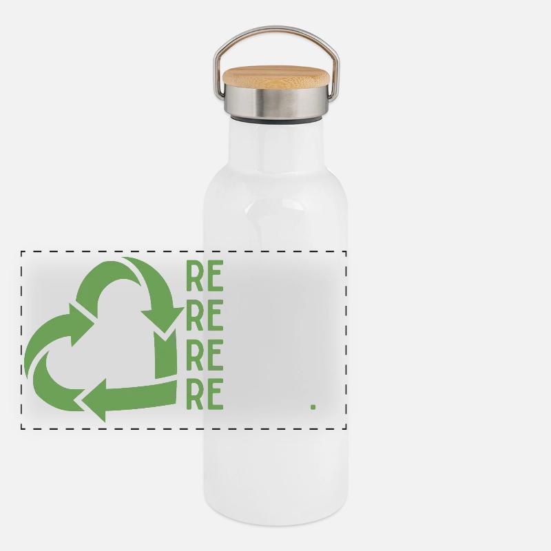 Reduce Reuse Recycle Repeat – Eco Theme Panoramic Thermal Bottle with Bamboo Lid