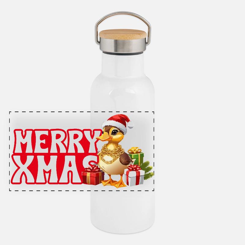 Joyeux Noël - Canard de Noël Gourde isotherme avec bouchon en bambou