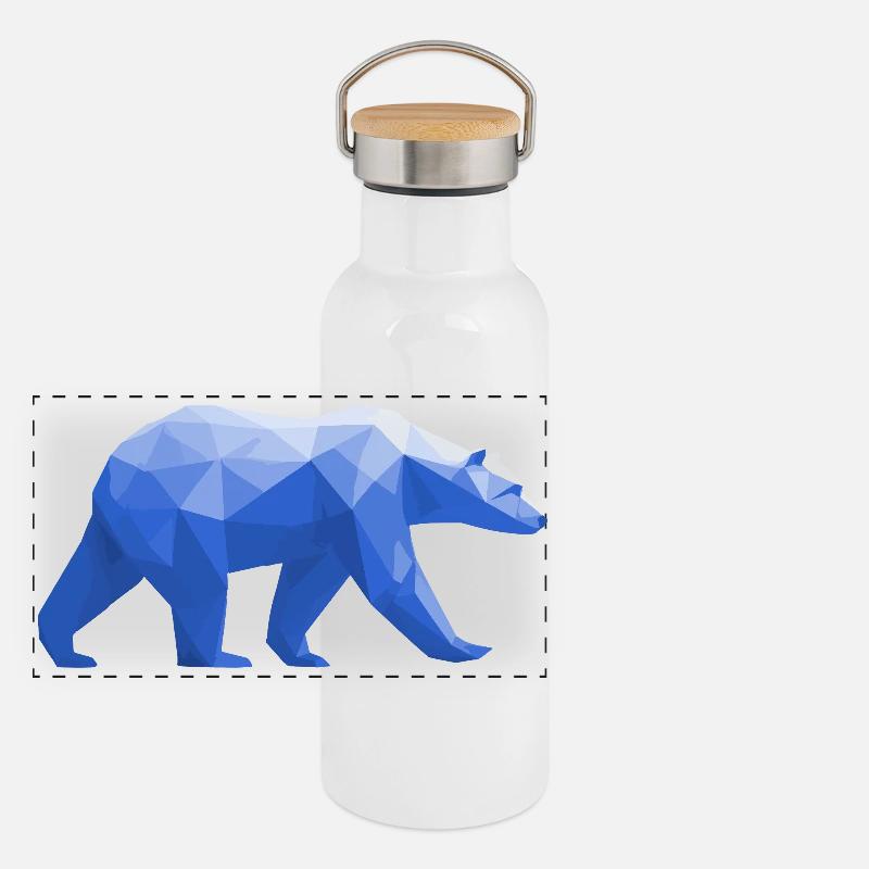 Polar Bär Polygon Eisbär Winter Panorama Thermosflasche mit Bambusdeckel