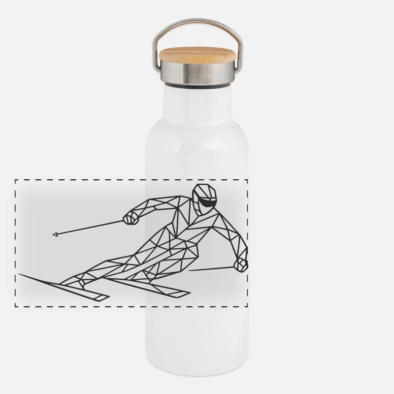 Geometric Ski Racer Panoramic Thermal Bottle with Bamboo Lid