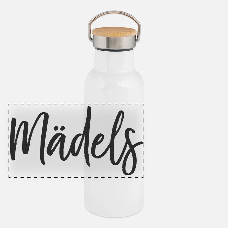 Mädels Handlettering Design Panorama Thermosflasche mit Bambusdeckel