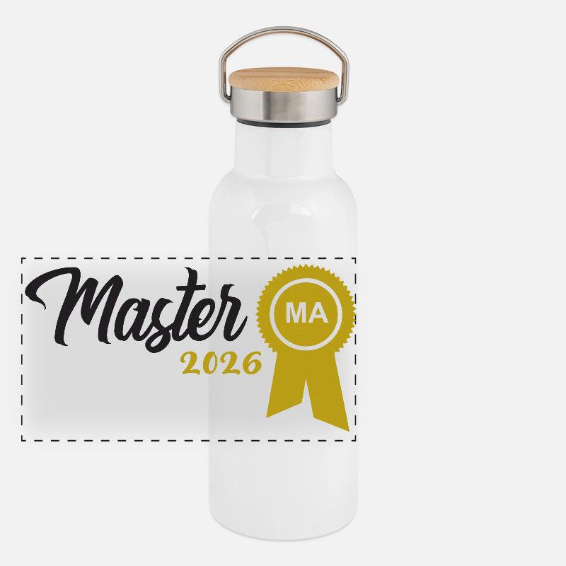 Master 2026 Diplôme Gourde isotherme avec bouchon en bambou