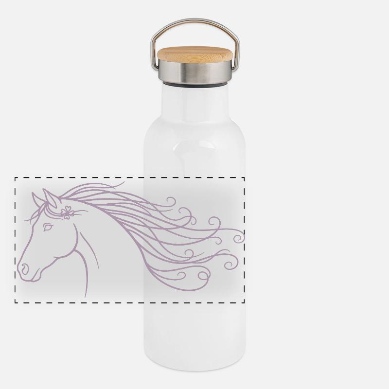 Semelle minimaliste de cheval à cheval en silhouette Gourde isotherme avec bouchon en bambou