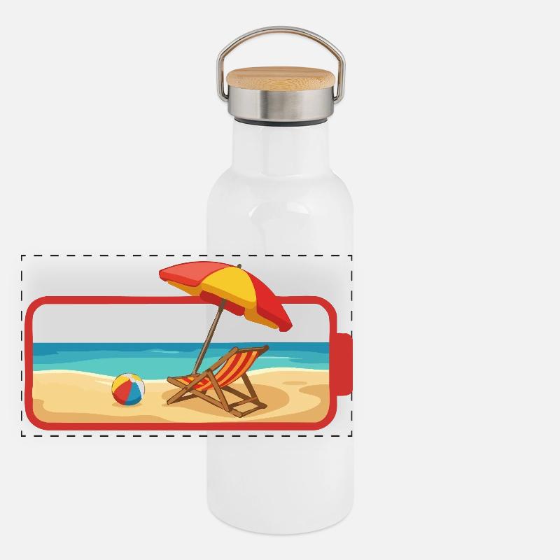 Été Plage Parasol Chaise Gourde isotherme avec bouchon en bambou