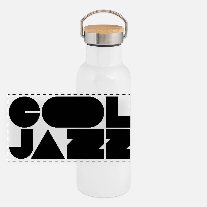 Kühnes, cooles Jazz-Logo-Design Panorama Thermosflasche mit Bambusdeckel
