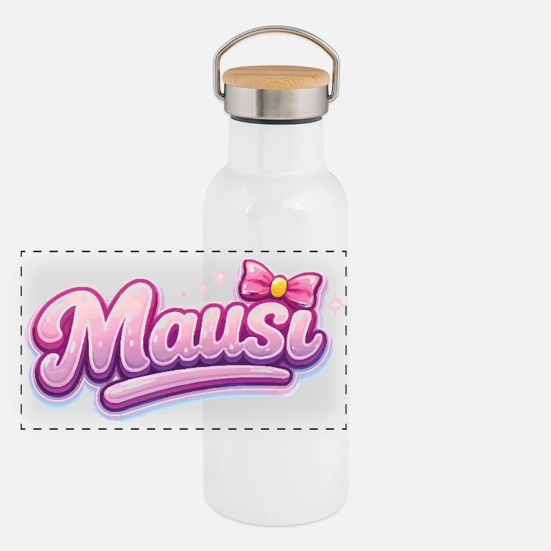 Mäusi Pink Logo with Bow Panoramic Thermal Bottle with Bamboo Lid