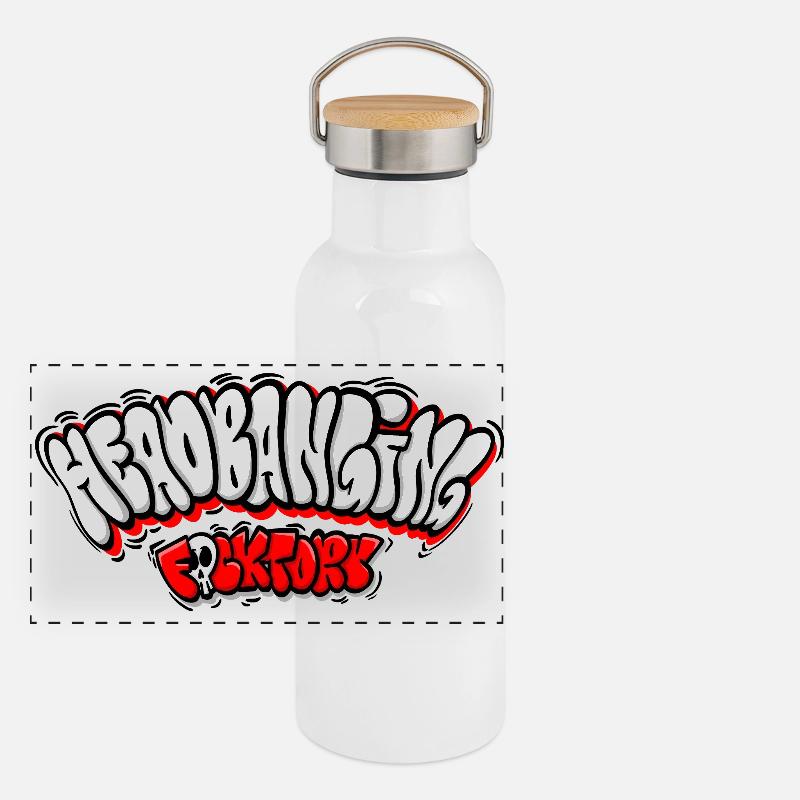 Headbanging Network Graffiti Panoramic Thermal Bottle with Bamboo Lid