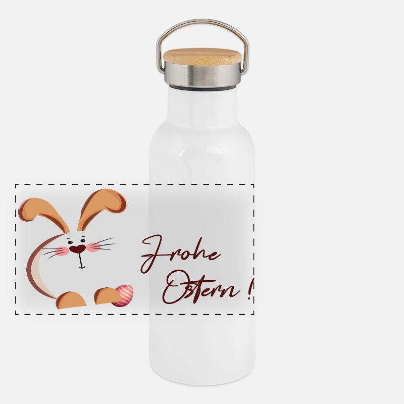 Lapin de Pâques et œuf Gourde isotherme avec bouchon en bambou