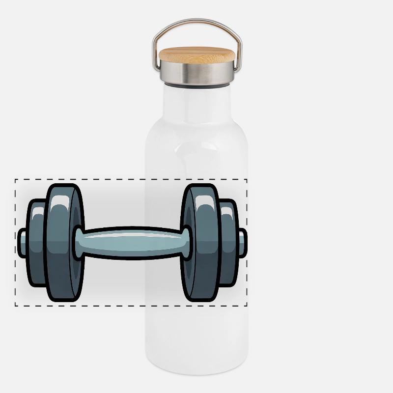 Dumbbell Comic Panoramic Thermal Bottle with Bamboo Lid