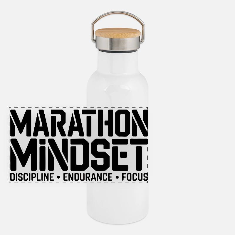 Marathon Mindset: Disziplin & Ausdauer Panorama Thermosflasche mit Bambusdeckel
