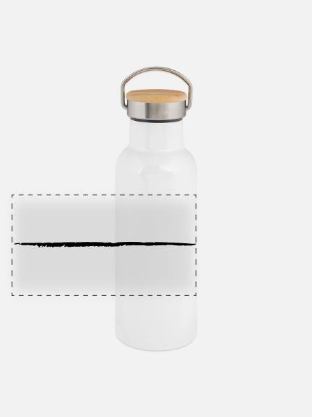 Brush Stroke Underline Pinselstrich Grunge Art - Panoramic Thermal Bottle with Bamboo Lid - white - Front