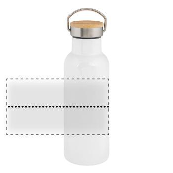dottet_line_ay1 - Gourde isotherme avec bouchon en bambou - blanc - Devant