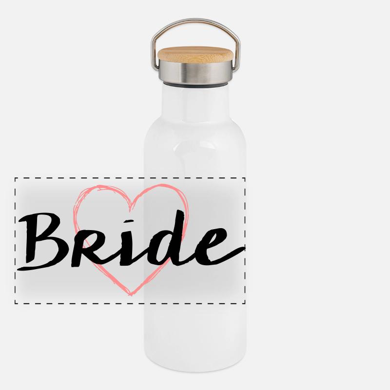 Mariage célibataire coeur de mariée Gourde isotherme avec bouchon en bambou