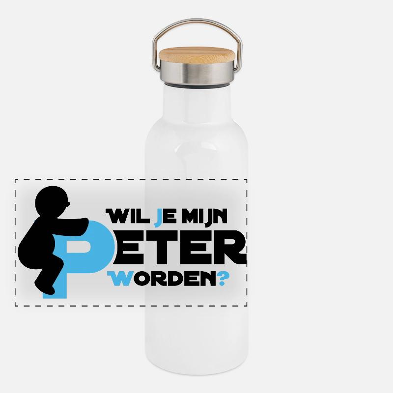 Peter weiß Panorama Thermosflasche mit Bambusdeckel