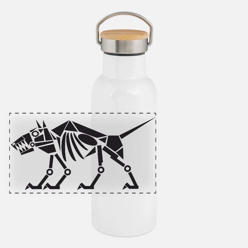 Chien machine Gourde isotherme avec bouchon en bambou