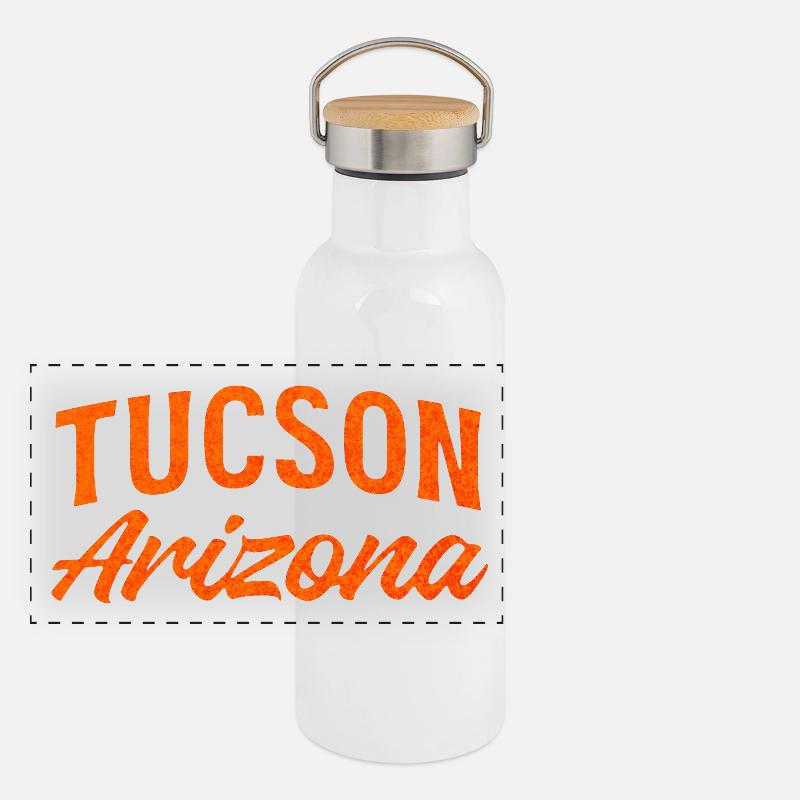 Tucson Arizona Retro Script Panoramic Thermal Bottle with Bamboo Lid