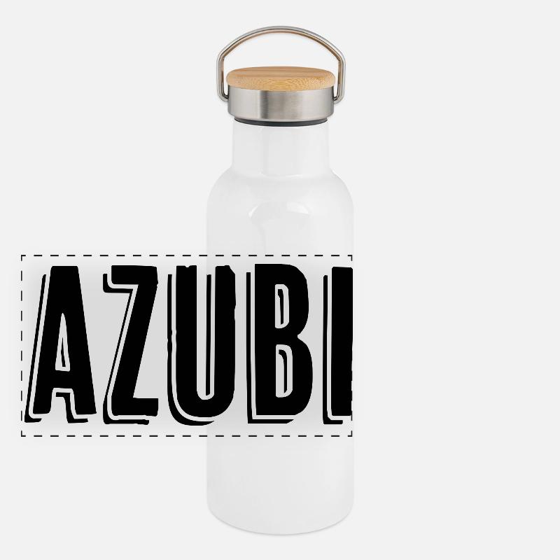 Azubi Tshirt 9 23 schwarz Panorama Thermosflasche mit Bambusdeckel