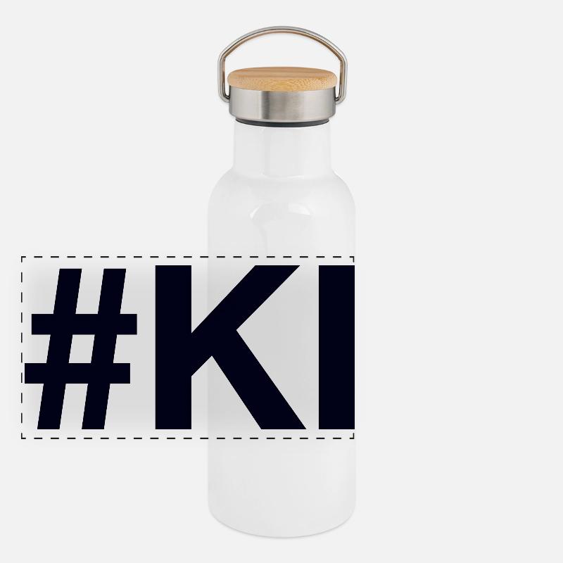KI künstliche Intelligenz Artificial Intelligence Panorama Thermosflasche mit Bambusdeckel