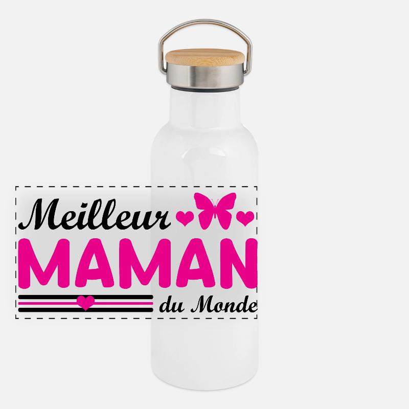 Beste Mutter der Welt Panorama Thermosflasche mit Bambusdeckel