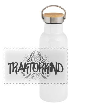 Traktorkind - Panorama Thermosflasche mit Bambusdeckel - Weiß - Vorne