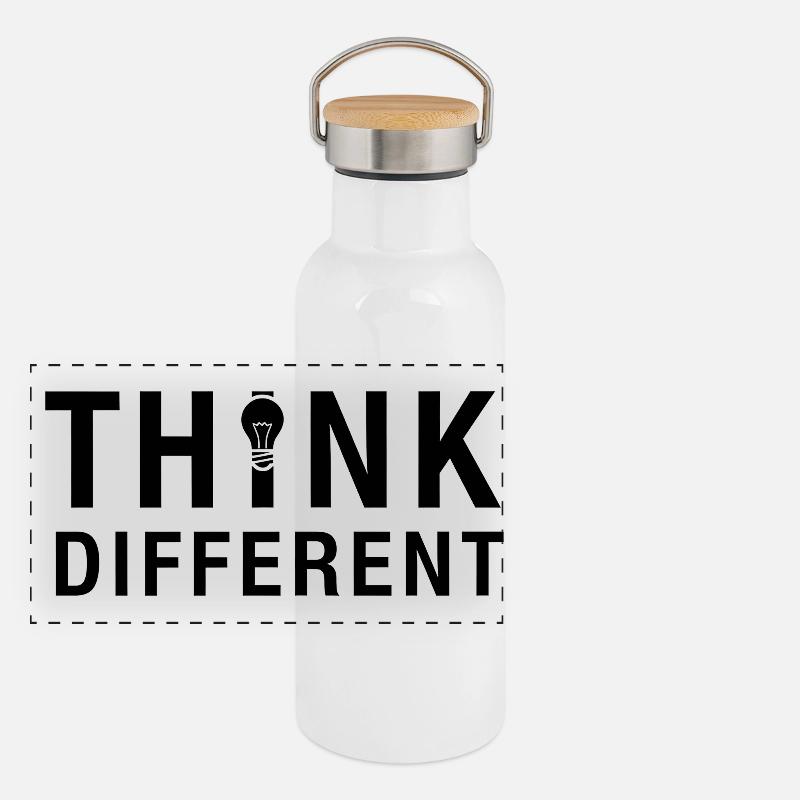 Creative Think Different Lightbulb Design Panoramic Thermal Bottle with Bamboo Lid