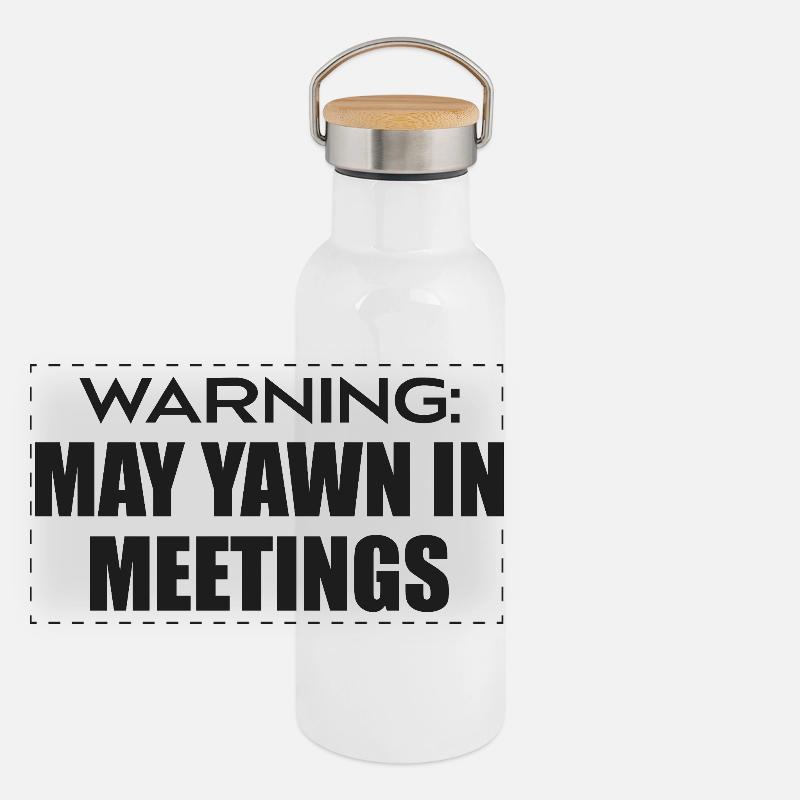 Caution Risk of Yawning In Meeting Panoramic Thermal Bottle with Bamboo Lid