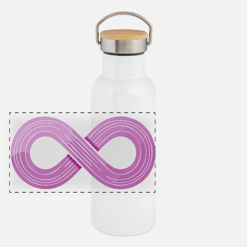 Infinity Flow – Symbol der Agilität Panorama Thermosflasche mit Bambusdeckel