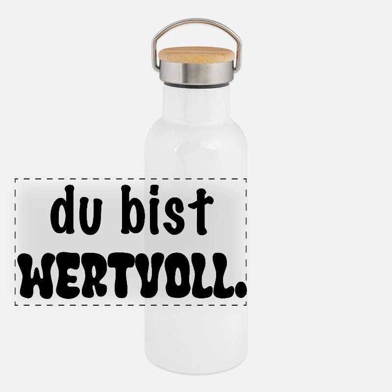du bist wertvoll. Panorama Thermosflasche mit Bambusdeckel