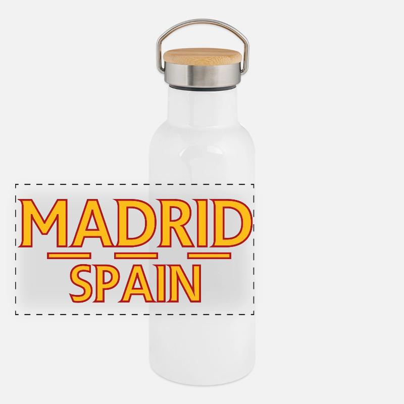 Madrid – Spain Panoramic Thermal Bottle with Bamboo Lid