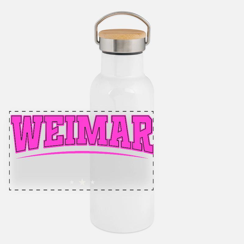 Logo rétro rose de Weimar, Allemagne Gourde isotherme avec bouchon en bambou