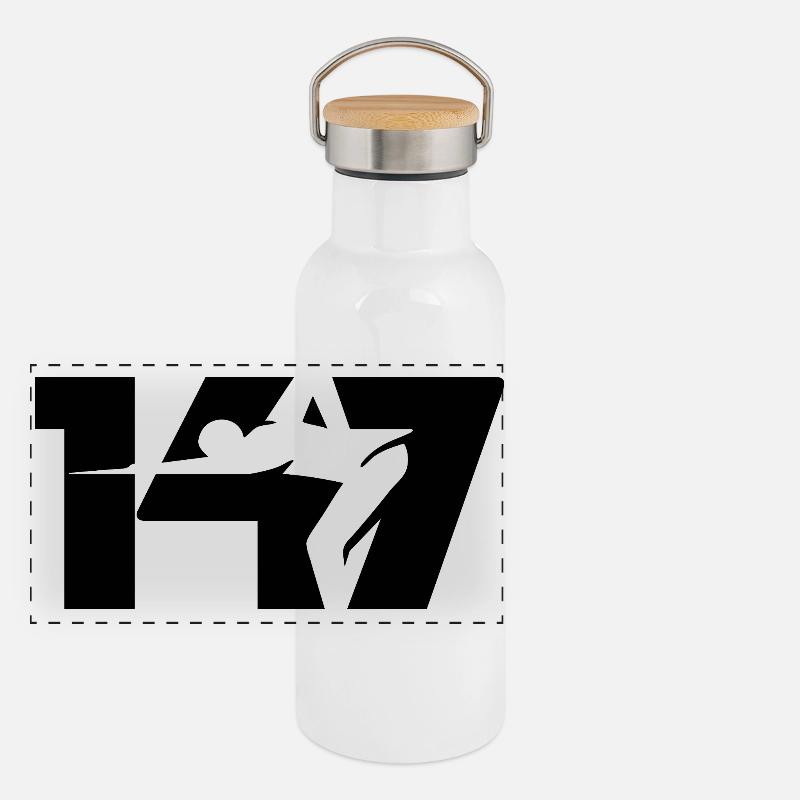 147 Snooker Icon (Noir) Gourde isotherme avec bouchon en bambou