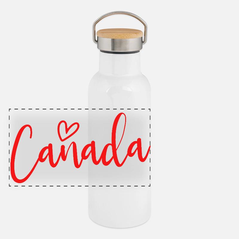 Canada Heart Women's Love Canada Panorama Thermosflasche mit Bambusdeckel