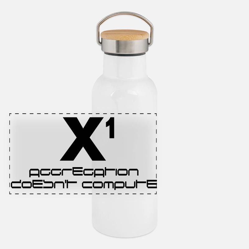 X hoch eins – aggregation doesn't compute - Panorama Thermosflasche mit Bambusdeckel - Weiß