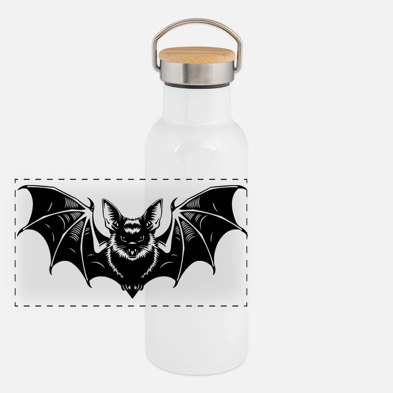 Bat Gothic Illustration Gourde isotherme avec bouchon en bambou
