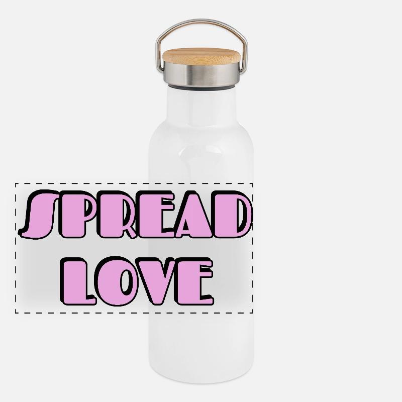 Spread Love Typografie Panorama Thermosflasche mit Bambusdeckel