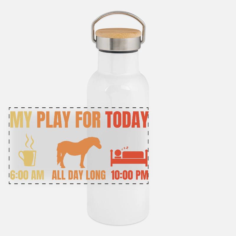 Kaffee Pferde Schlafen Panorama Thermosflasche mit Bambusdeckel