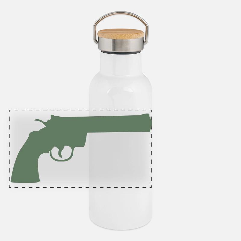 Silhouette du revolver vert Gourde isotherme avec bouchon en bambou