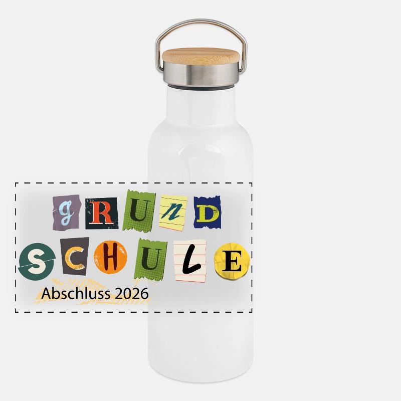 Schulabschluss 2026 Panorama Thermosflasche mit Bambusdeckel