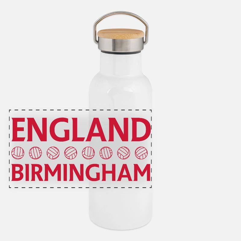 Emblème de cricket Angleterre Birmingham Gourde isotherme avec bouchon en bambou