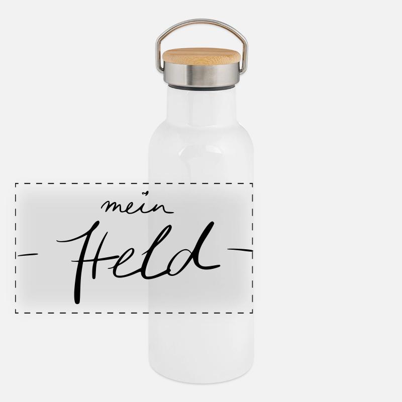 mein Held - Panorama Thermosflasche mit Bambusdeckel - Weiß
