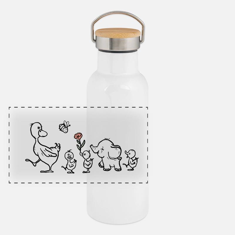 Bunter Lauf Panorama Thermosflasche mit Bambusdeckel