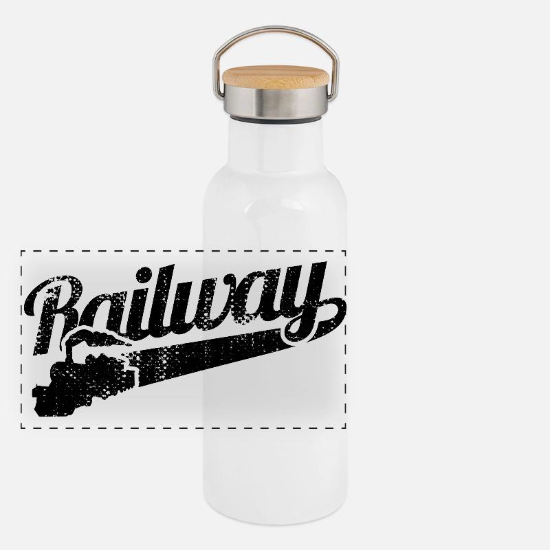 Eisenbahn Panorama Thermosflasche mit Bambusdeckel